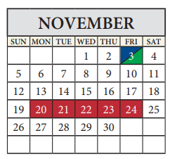 District School Academic Calendar for Pflugerville Middle for November 2023