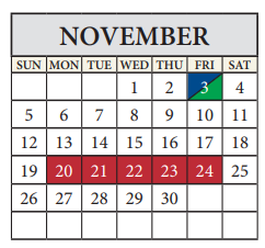 District School Academic Calendar for Delco Primary School for November 2023