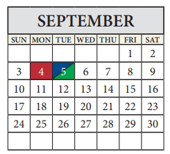 District School Academic Calendar for Park Crest Middle for September 2023