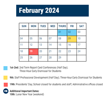 District School Academic Calendar for Greenfield Albert M Sch for February 2024