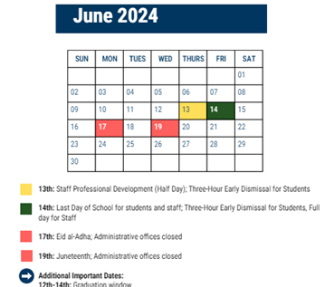 District School Academic Calendar for Parkway Northwest for June 2024