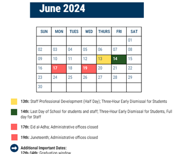 District School Academic Calendar for Adaire Alexander Sch for June 2024