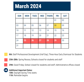 District School Academic Calendar for Willard Frances E Sch for March 2024