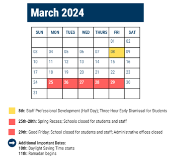 District School Academic Calendar for Philadelphia Military Acad At Elverson for March 2024