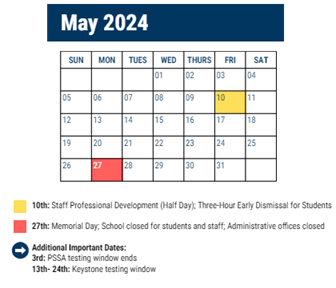 District School Academic Calendar for Dobbins Avt HS for May 2024