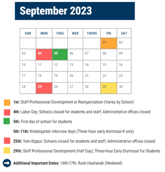 District School Academic Calendar for Webster Sch for September 2023