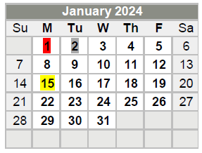District School Academic Calendar for Feds Creek Elementary School for January 2024