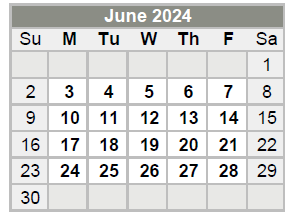District School Academic Calendar for Feds Creek Elementary School for June 2024