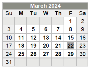District School Academic Calendar for Feds Creek Elementary School for March 2024