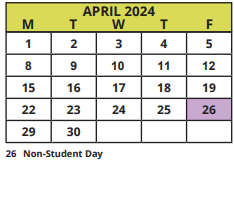District School Academic Calendar for Tyrone Elementary School for April 2024