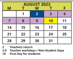 District School Academic Calendar for Palm Harbor Middle School for August 2023