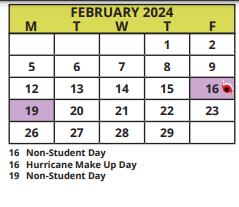 District School Academic Calendar for Ewes - E-nini-hassee Camp for February 2024