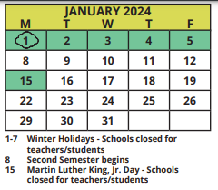 District School Academic Calendar for Lakeview Fundamental Elementary for January 2024