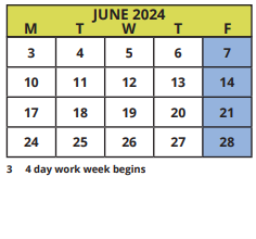 District School Academic Calendar for Azalea Middle School for June 2024