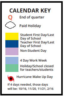 District School Academic Calendar Legend for Lakeview Fundamental Elementary