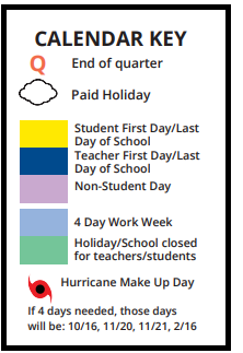 District School Academic Calendar Legend for Fairmount Park Elementary School