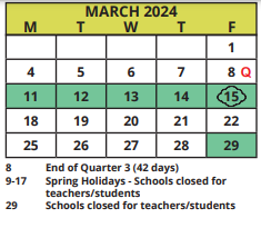 District School Academic Calendar for Palm Harbor Middle School for March 2024