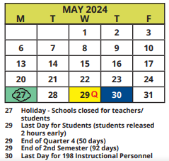 District School Academic Calendar for Dunedin High School for May 2024