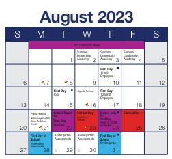 District School Academic Calendar for Chatham Elementary School for August 2023