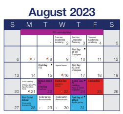 District School Academic Calendar for Frick Intl Studies Academy for August 2023