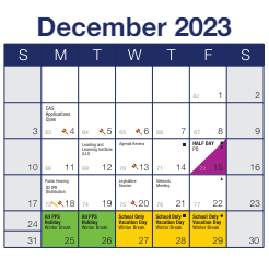 District School Academic Calendar for Stevens Thaddeus Elementary School for December 2023