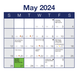 District School Academic Calendar for Stevens Thaddeus Elementary School for May 2024