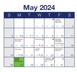 District School Academic Calendar for Frick Intl Studies Academy for May 2024