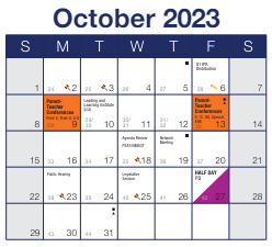 District School Academic Calendar for South Brook Middle School for October 2023