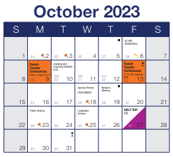 District School Academic Calendar for Frick Intl Studies Academy for October 2023