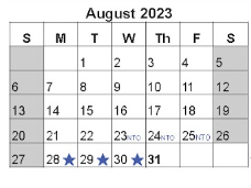 District School Academic Calendar for John T Reid Middle for August 2023