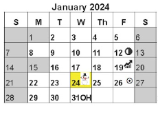 District School Academic Calendar for John T Reid Middle for January 2024