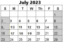 District School Academic Calendar for John T Reid Middle for July 2023
