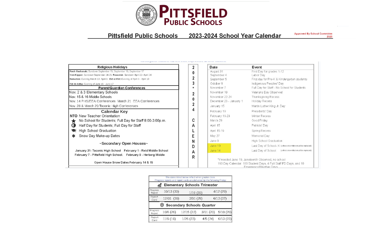 District School Academic Calendar Key for John T Reid Middle