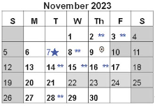 District School Academic Calendar for John T Reid Middle for November 2023