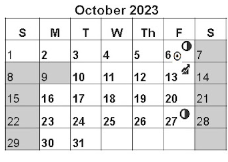 District School Academic Calendar for John T Reid Middle for October 2023