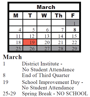 District School Academic Calendar for Grand Prairie Elementary for March 2024
