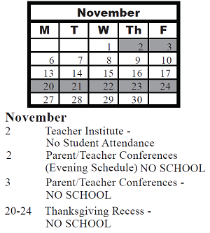 District School Academic Calendar for Grand Prairie Elementary for November 2023