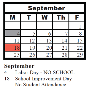 District School Academic Calendar for Grand Prairie Elementary for September 2023