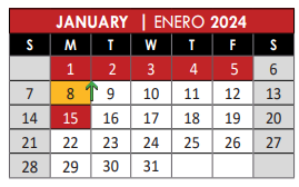 District School Academic Calendar for David Mccall Elementary for January 2024