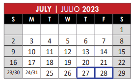 District School Academic Calendar for David Mccall Elementary for July 2023