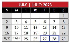 District School Academic Calendar for Beaty Early Childhood School for July 2023