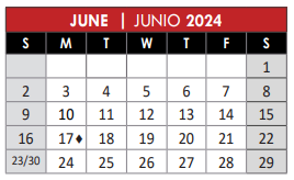 District School Academic Calendar for Hightower Elementary School for June 2024