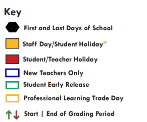 District School Academic Calendar Legend for Bethany Elementary School