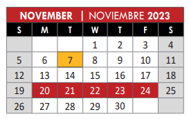 District School Academic Calendar for Jasper High School for November 2023