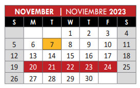 District School Academic Calendar for David Mccall Elementary for November 2023
