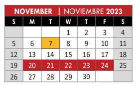 District School Academic Calendar for Thomas Elementary School for November 2023