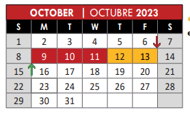 District School Academic Calendar for Dr Holifield Sci Lrn Ctr for October 2023