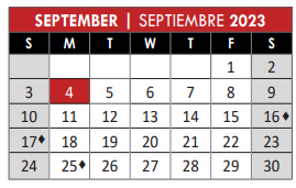 District School Academic Calendar for Plano Parkway Middle for September 2023