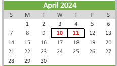 District School Academic Calendar for Hulsing Elementary School for April 2024
