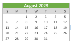 District School Academic Calendar for Hulsing Elementary School for August 2023